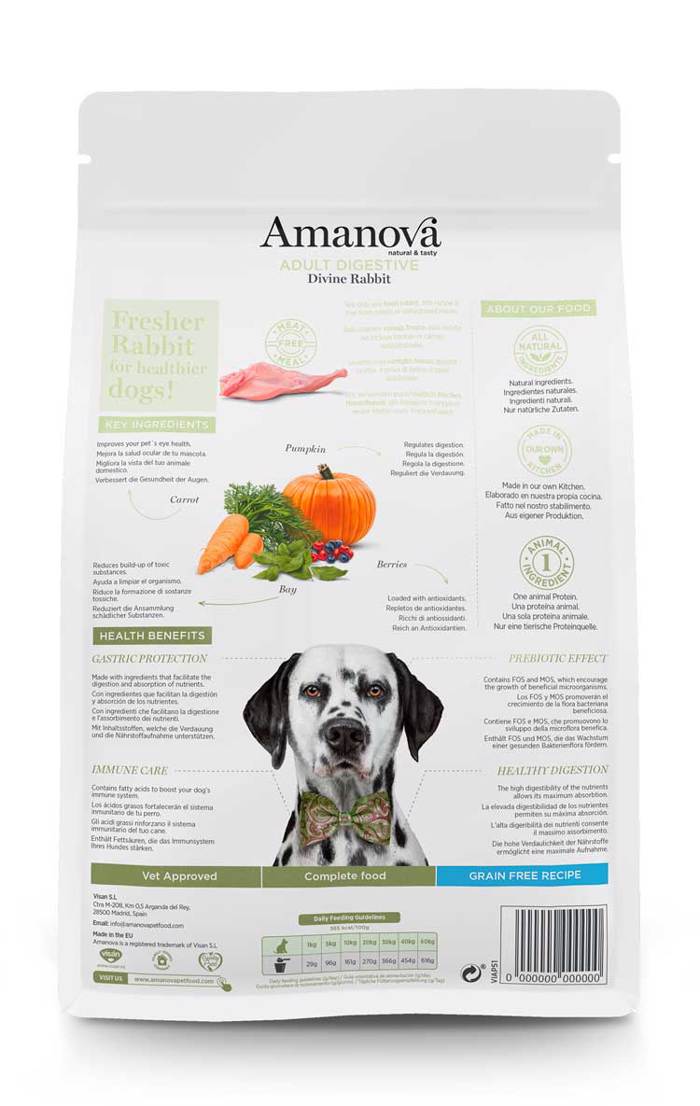 Amanova Adult Digestive Divine Rabbit Grain Free Xira Trofi ga Enilikous Skulous me Kouneli 2kg
